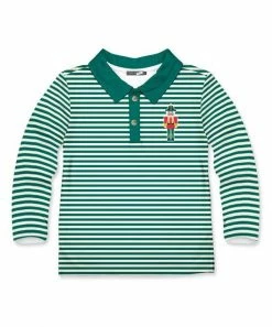 Buy 😉 Millie & Maxx Green & Cream Stripe Nutcracker Long-Sleeve Polo - Boys For Kids ⭐