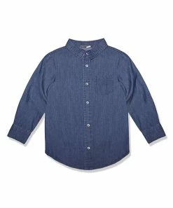Coupon โญ Millie & Maxx Blue Long-Sleeve Button-Up - Toddler & Boys For Kids โค๏ธ