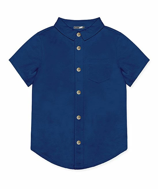 Coupon ✔️ Millie & Maxx Navy Short-Sleeve Button-Up - Toddler & Boys For Kids 🎁 1 Coupon ✔️ Millie & Maxx Navy Short-Sleeve Button-Up - Toddler & Boys For Kids 🎁