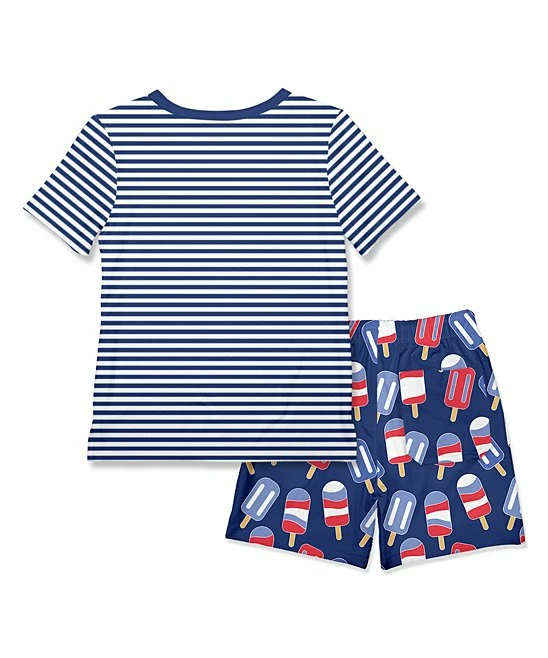 Wholesale 🔔 Millie & Maxx Navy Stripe Ice Pop Henley & Shorts - Toddler For Kids 🌟 - Image 3