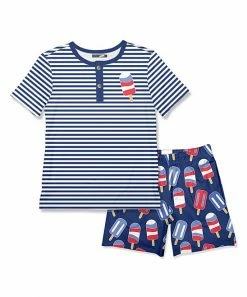 Wholesale 🔔 Millie & Maxx Navy Stripe Ice Pop Henley & Shorts - Toddler For Kids 🌟