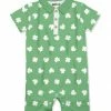 Outlet 🛒 Millie & Maxx Green Shamrock Button-Front Romper - Infant For Kids 😍