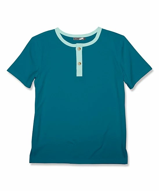 Budget ๐ Millie & Maxx Teal & Mint Constrast-Trim Henley - Toddler & Boys For Kids ๐ 1 Budget ๐ Millie & Maxx Teal & Mint Constrast-Trim Henley - Toddler & Boys For Kids ๐