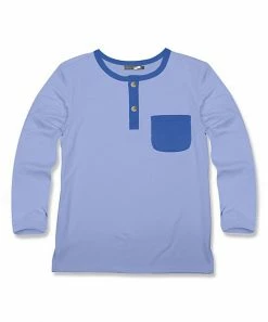 Buy 👏 Millie & Maxx Periwinkle & Blue Contrast-Pocket Long-Sleeve Henley - Toddler & Boys For Kids 🔥
