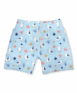New 🔥 Millie & Maxx Pale Blue Seagull Swim Trunks - Boys For Kids ⌛
