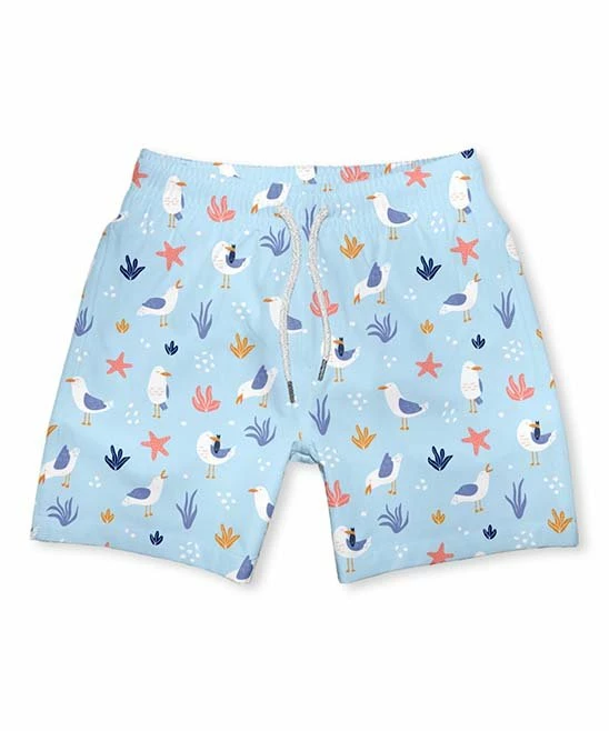 New ๐ฅ Millie & Maxx Pale Blue Seagull Swim Trunks - Boys For Kids โ