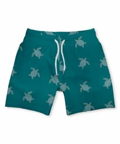 Flash Sale 🎁 Millie & Maxx Dark Teal Millie Turtle Swim Trunks - Boys For Kids 👏