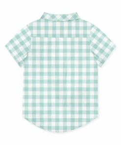 Coupon 🔥 Millie & Maxx Mint & White Gingham Short-Sleeve Button-Up - Boys For Kids ⭐ -Millie Loves Lily Shop zu103444636 alt 2 tm1645214706