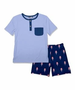 Brand new ✨ Millie & Maxx Periwinkle Pocket Henley & Mini Ice Pops Pocket Shorts - Toddler For Kids 😉