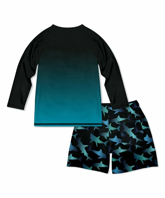 Brand new ๐ Millie & Maxx Black Ombrรฉ Moody Shark Long-Sleeve Rashguard Set - Boys For Kids ๐ 4 Brand new ๐ Millie & Maxx Black Ombrรฉ Moody Shark Long-Sleeve Rashguard Set - Boys For Kids ๐ - Image 4