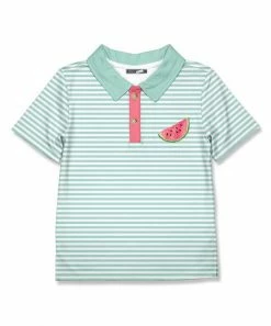 New 🥰 Millie & Maxx Mint Stripe Watermelon Polo - Boys For Kids ❤️
