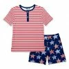 Best Sale 👏 Millie & Maxx Red Stripe Henley & Navy Star Shorts - Boys For Kids 🤩