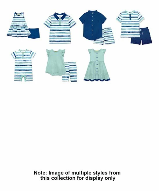 New ⌛ Millie & Maxx Mint Brush Stripe Henley & Navy Shorts - Infant & Toddler For Kids ⭐ - Image 3