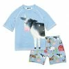 Promo 🧨 Millie & Maxx Light Sky Blue & Red Cow Barns Short-Sleeve Rashguard Set - Infant & Boys For Kids 🤩