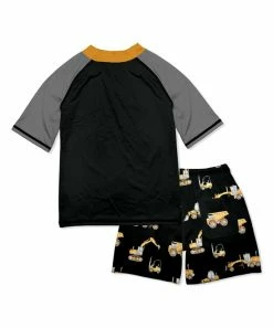 Wholesale ❤️ Millie & Maxx Black & Orange Construction Truck Short-Sleeve Rashguard Set - Infant & Boys For Kids 👏 -Millie Loves Lily Shop zu104437299 alt 2 tm1650466993