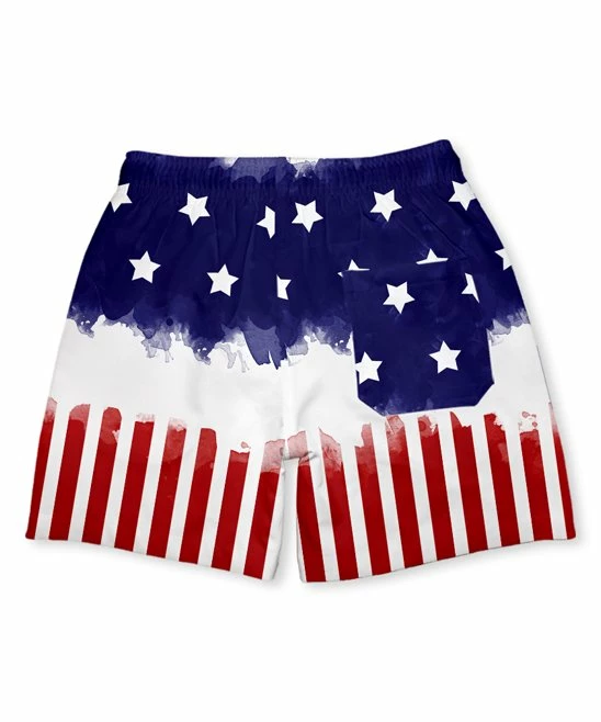 Buy โ๏ธ Millie & Maxx Navy & Red Stars Stripes Pocket Swim Trunks - Infant & Toddler For Kids ๐ - Image 3