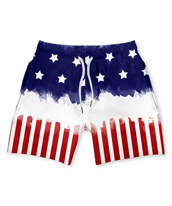 Buy โ๏ธ Millie & Maxx Navy & Red Stars Stripes Pocket Swim Trunks - Infant & Toddler For Kids ๐