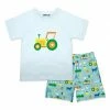 Flash Sale 🔔 Millie & Maxx Ice Blue Tractor Crewneck Tee & Farm Pocket Shorts - Infant & Toddler For Kids 👍