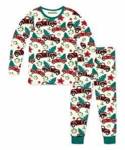 Cheap 🤩 Millie & Maxx Cream & Red Trucker's 🔔 Christmas Pajama Set - Toddler & Boys For Kids ✨