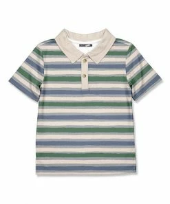 Flash Sale 🎁 Millie & Maxx Green Jessie Stripe Polo - Boys For Kids 😉