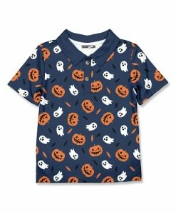 Promo ๐ Millie & Maxx Gray & Orange Ghosts & Jack-O'-Lanterns Polo - Boys For Kids ๐