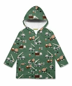 Deals ✔️ Millie & Maxx Green Town Trucks Pocket Hooded Raincoat - Toddler & Boys For Kids 😉