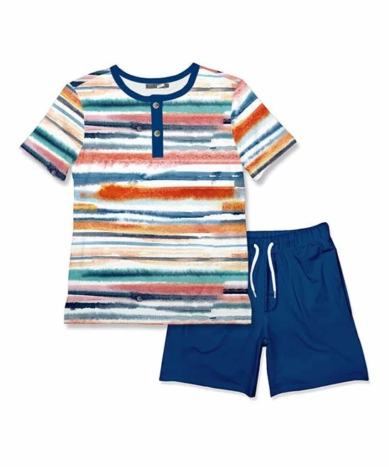 Coupon ๐ Millie & Maxx Cream Riptide Stripe Henley & Navy Pocket Shorts - Toddler & Boys For Kids โญ 1 Coupon ๐ Millie & Maxx Cream Riptide Stripe Henley & Navy Pocket Shorts - Toddler & Boys For Kids โญ