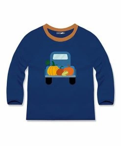 Budget 😀 Millie & Maxx Navy Pumpkin Truck Long-Sleeve Crewneck Tee - Boys For Kids ✨