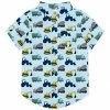 Flash Sale ⌛ Millie & Maxx Light Blue Construction Vehicles Short-Sleeve Button-Up - Toddler & Boys For Kids 🎉