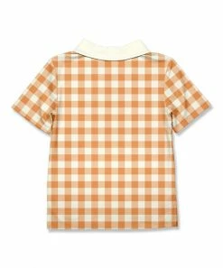 Coupon 😀 Millie & Maxx Orange & Cream Gingham Polo - Boys For Kids 🔥 -Millie Loves Lily Shop zu107836927 alt 2 tm1659373801