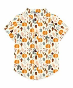Best deal 🛒 Millie & Maxx Cream & Orange Autumn Frost Short-Sleeve Button-Up - Boys For Kids 😉
