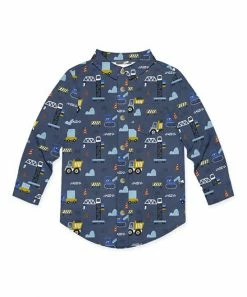 Buy 🎁 Millie & Maxx Dusty Navy Truck Long-Sleeve Button-Up - Toddler & Boys For Kids 🔥