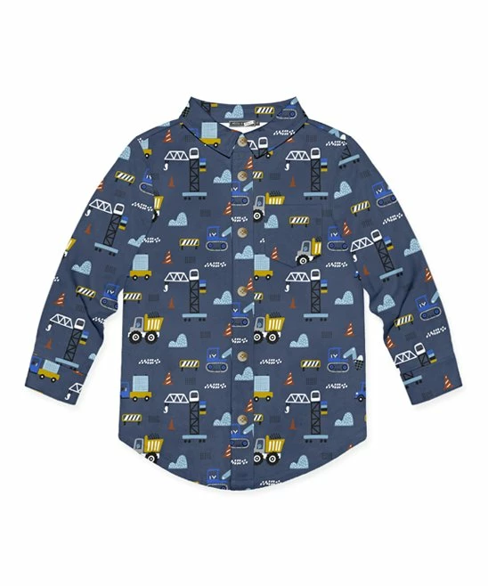 Buy ๐ Millie & Maxx Dusty Navy Truck Long-Sleeve Button-Up - Toddler & Boys For Kids ๐ฅ