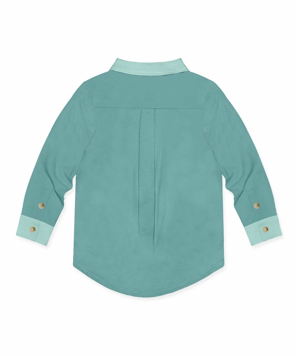 Wholesale ๐ Millie & Maxx Nile Blue & Mint Long-Sleeve Button-Up - Toddler & Boys For Kids ๐ - Image 2