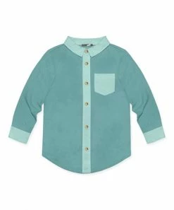 Wholesale 🔔 Millie & Maxx Nile Blue & Mint Long-Sleeve Button-Up - Toddler & Boys For Kids 😀