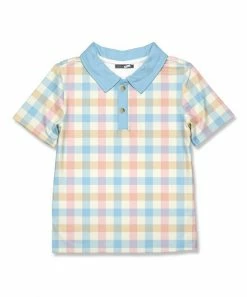 Budget 😀 Millie & Maxx Light Blue & Pink Pastel Plaid Polo - Toddler & Boys For Kids 💯