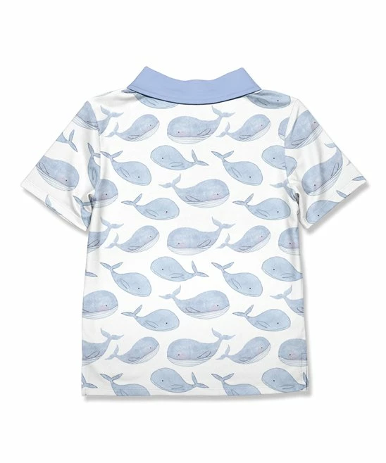 Promo ⭐ Millie & Maxx White & Periwinkle Whale Polo - Toddler & Boys For Kids 💯 3 Promo ⭐ Millie & Maxx White & Periwinkle Whale Polo - Toddler & Boys For Kids 💯 - Image 3