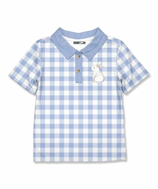 Flash Sale ⌛ Millie & Maxx Periwinkle & White Gingham Bunny Polo - Infant, Toddler & Boys For Kids 🤩 1 Flash Sale ⌛ Millie & Maxx Periwinkle & White Gingham Bunny Polo - Infant, Toddler & Boys For Kids 🤩