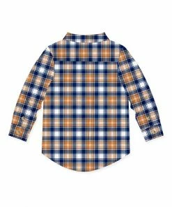 Outlet 🤩 Millie & Maxx Navy & Rust Gingham Long-Sleeve Button-Up - Toddler & Boys For Kids 🎁 -Millie Loves Lily Shop zu108373346 alt 2 tm1663693855