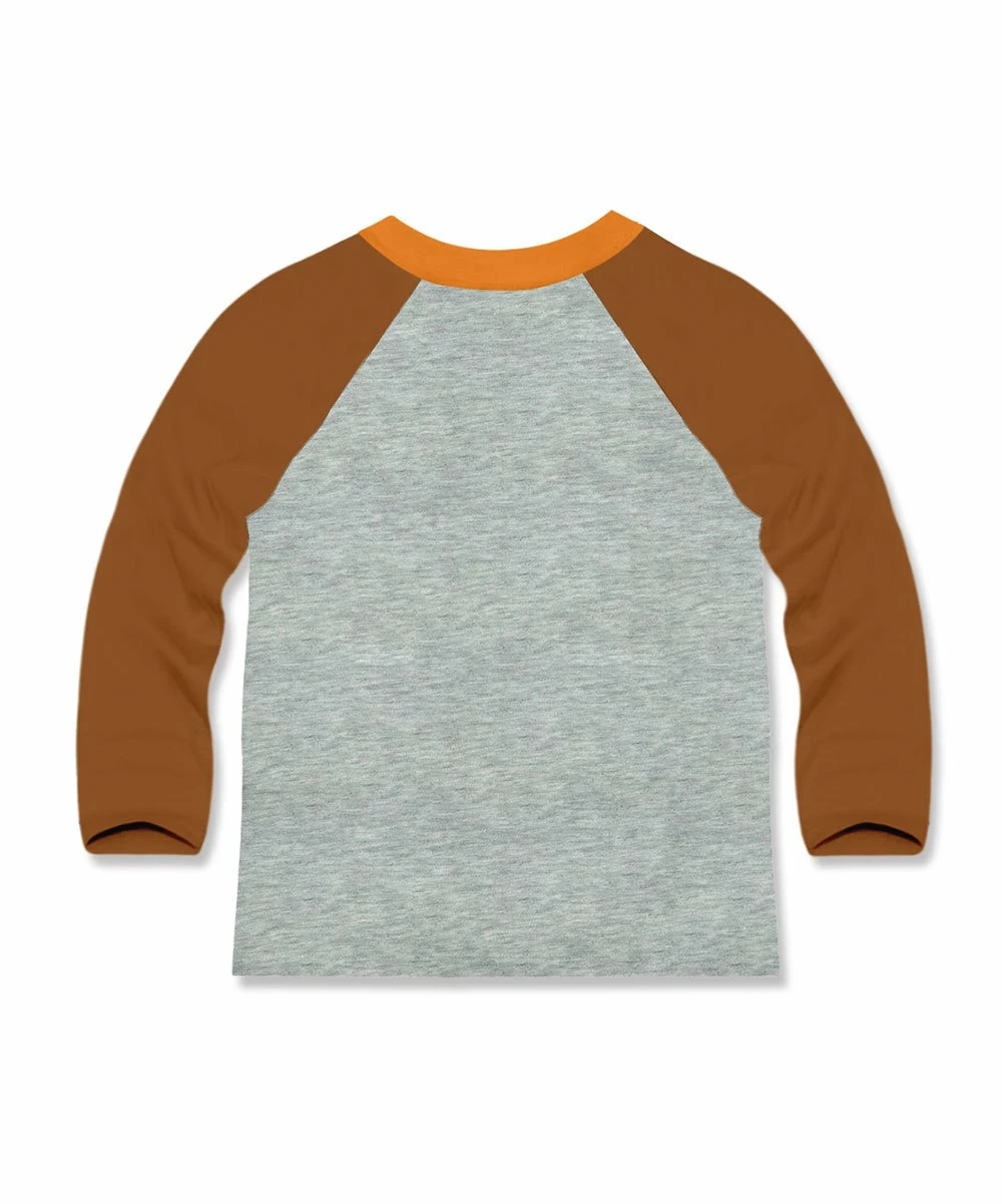 Outlet 👍 Millie & Maxx Heather Gray & Brown Pumpkin Raglan Tee - Infant, Toddler & Boys For Kids 🔔 3 Outlet 👍 Millie & Maxx Heather Gray & Brown Pumpkin Raglan Tee - Infant, Toddler & Boys For Kids 🔔 - Image 3