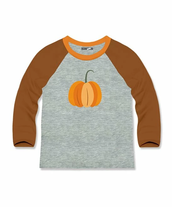 Outlet 👍 Millie & Maxx Heather Gray & Brown Pumpkin Raglan Tee - Infant, Toddler & Boys For Kids 🔔 1 Outlet 👍 Millie & Maxx Heather Gray & Brown Pumpkin Raglan Tee - Infant, Toddler & Boys For Kids 🔔