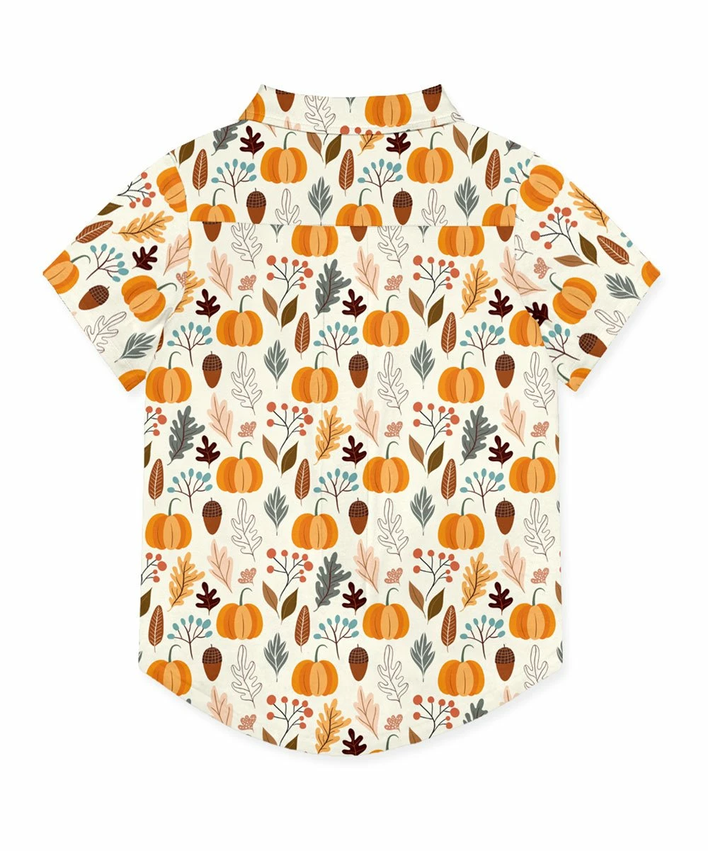 Best deal 👏 Millie & Maxx Cream & Orange Autumn Frost Short-Sleeve Button-Up - Toddler & Boys For Kids 😍 - Image 3