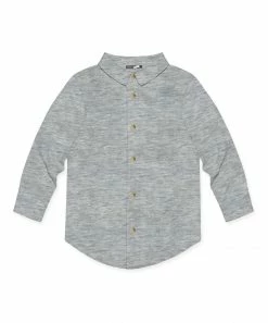 Discount 🎁 Millie & Maxx Heather Gray Long-Sleeve Button-Up - Toddler & Boys For Kids 🌟