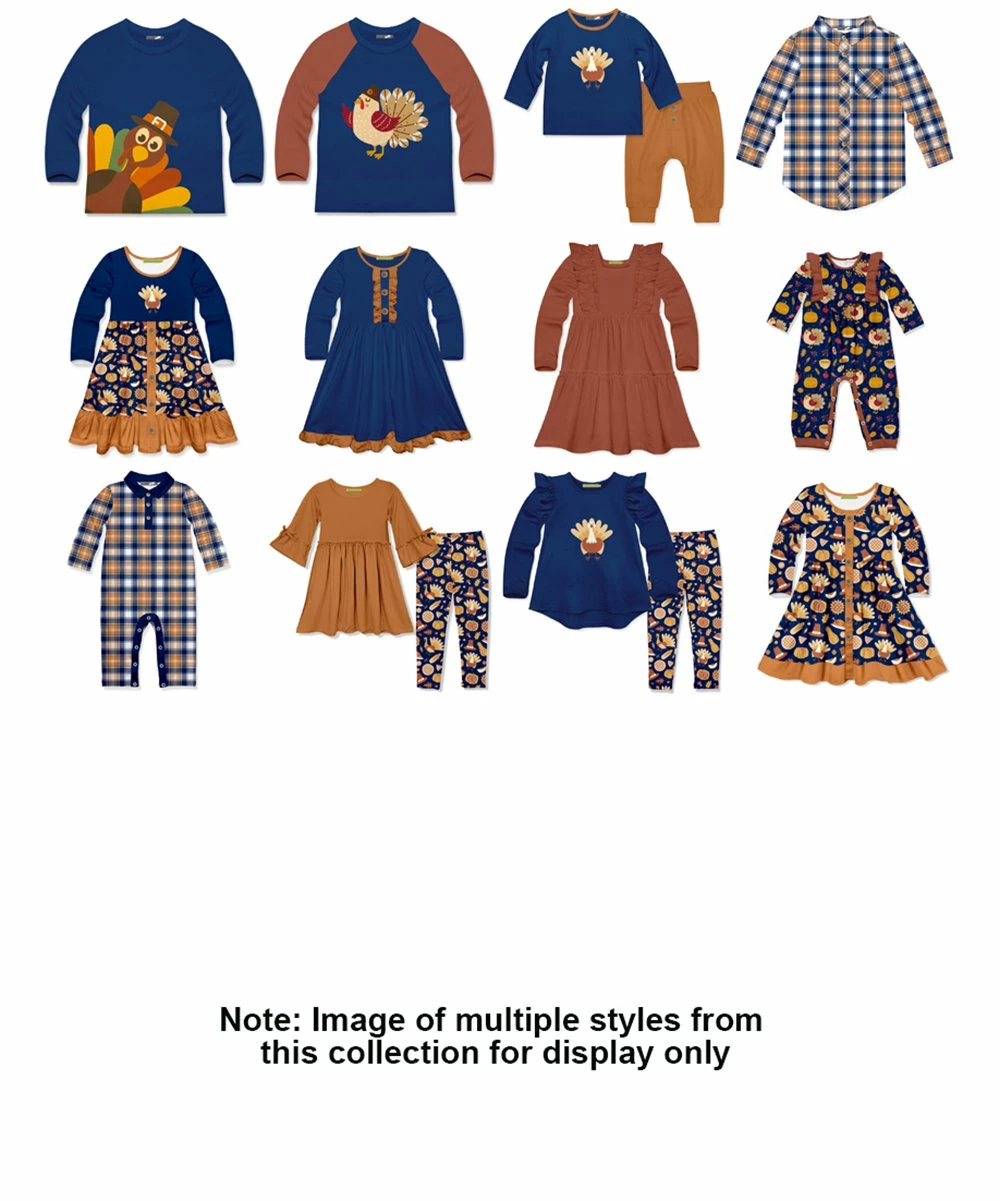New ๐ฅ Millie & Maxx Navy & Rust Gingham Long-Sleeve Button-Up Top - Boys For Kids โค๏ธ - Image 2