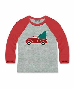 Flash Sale โ Millie & Maxx Heather Gray & Red Pickup Truck Raglan Tee - Toddler For Kids ๐