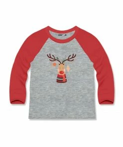Promo ๐ Millie & Maxx Heather Gray & Red Reindeer Long-Sleeve Raglan Tee - Boys For Kids ๐
