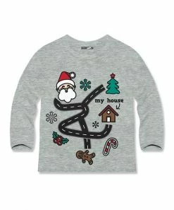 Discount 🥰 Millie & Maxx Heather Gray Santa Map Crewneck Raglan Tee - Infant, Toddler & Boys For Kids ⌛