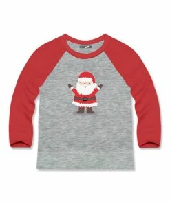 Wholesale 🔔 Millie & Maxx Heather Gray & Red Santa Long-Sleeve Raglan Tee - Boys For Kids 👍