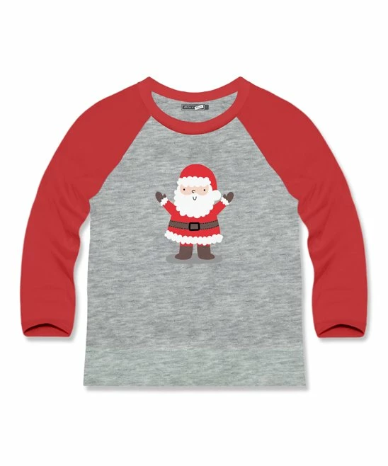 Wholesale 🔔 Millie & Maxx Heather Gray & Red Santa Long-Sleeve Raglan Tee - Boys For Kids 👍 1 Wholesale 🔔 Millie & Maxx Heather Gray & Red Santa Long-Sleeve Raglan Tee - Boys For Kids 👍