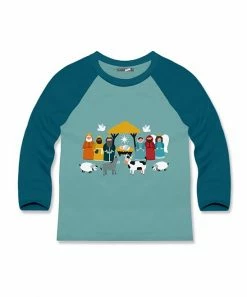 Hot Sale 🌟 Millie & Maxx Nile Blue Nativity Long-Sleeve Raglan Tee - Infant, Toddler & Boys For Kids 🎉